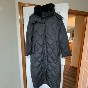 London Fog Charcoal Quilted Puffer Coat